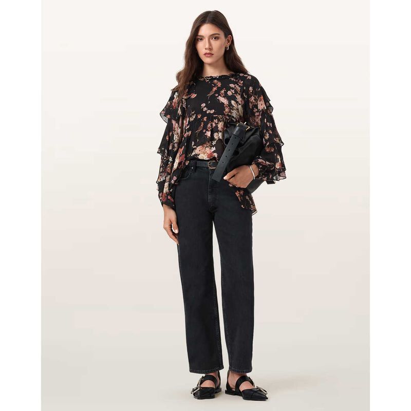 AllSaints Lissie Floral Print Ruffled Top image number 3